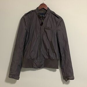 French Connection Bomber Flight Jacket Lightweight Grey Size 6